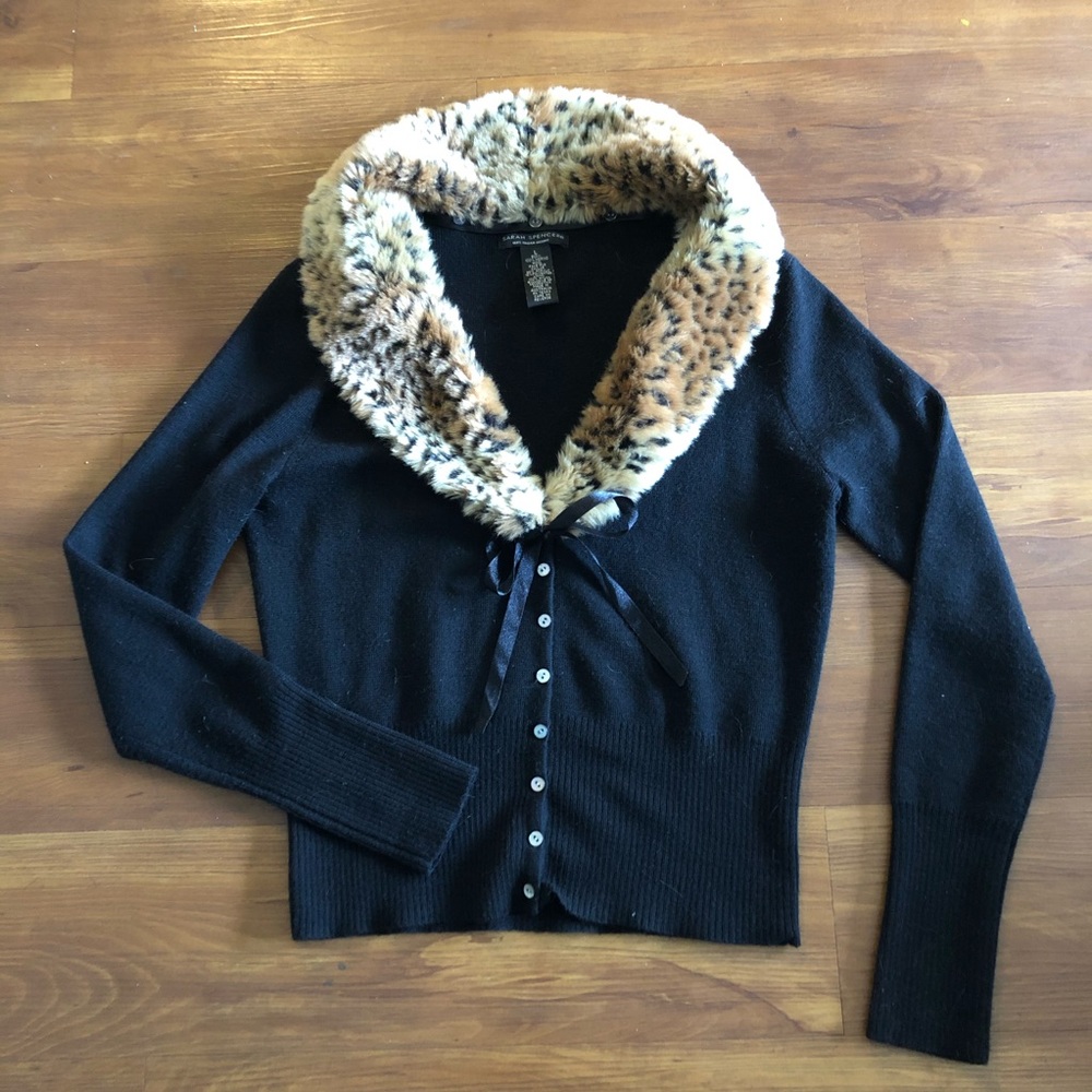 Pinup Leopard Fur Trimmed Sweater